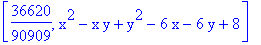 [36620/90909, x^2-x*y+y^2-6*x-6*y+8]